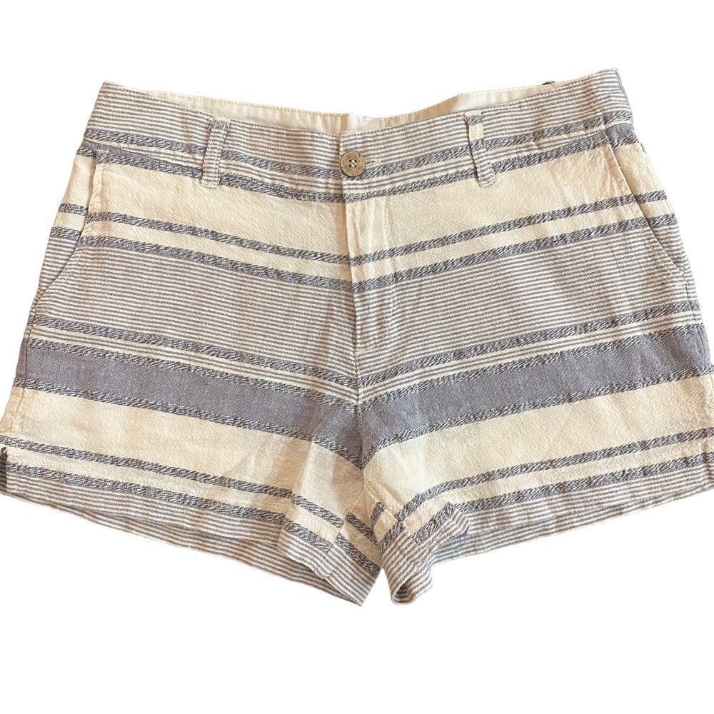 Artisan NY shorts blue white striped size 4 linen blend pockets